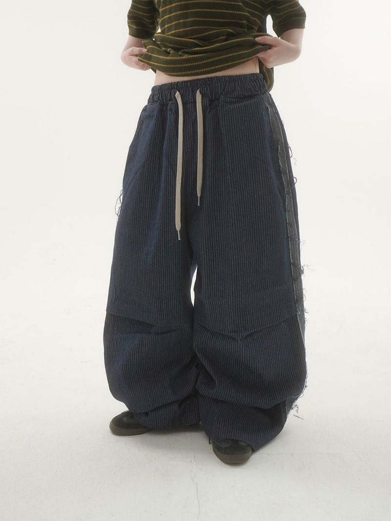 City line stripe denim pants -2C