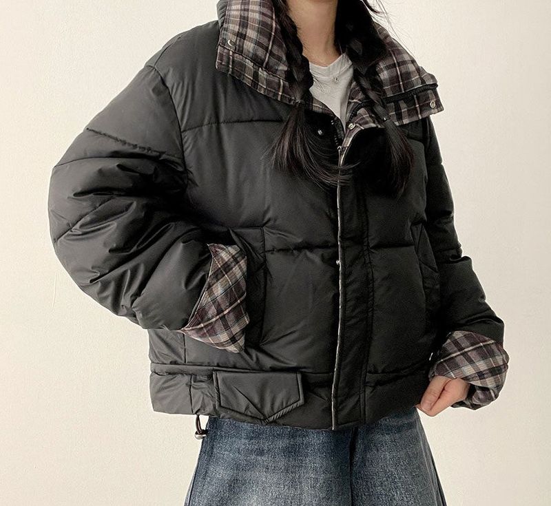 Pomi checkered lining padded jumper