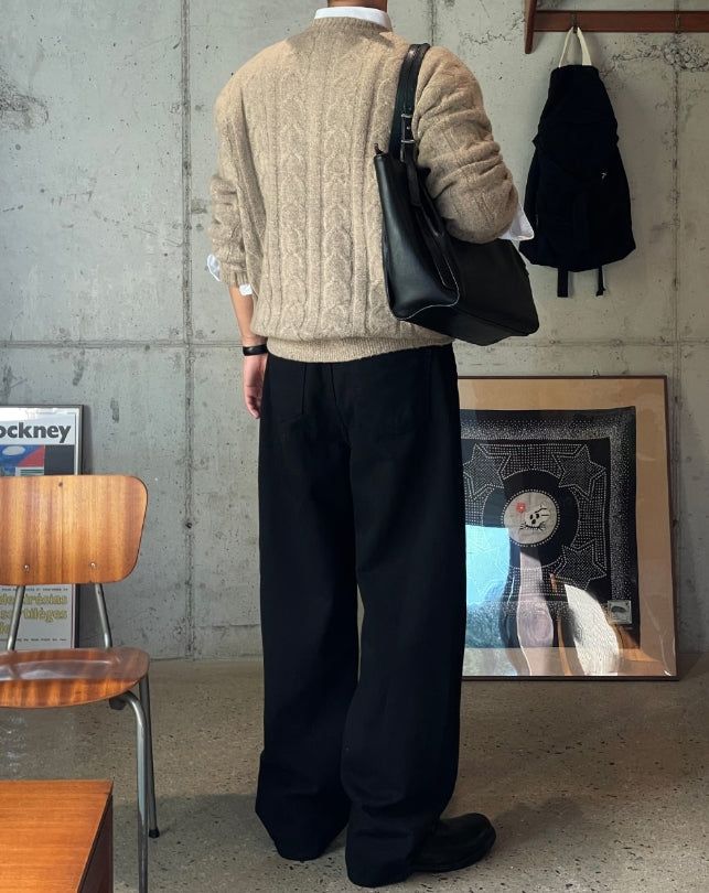 Levon Heavy Cable Henley Neck Knit