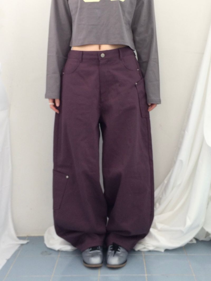 Semi-balloon pocket cotton pants