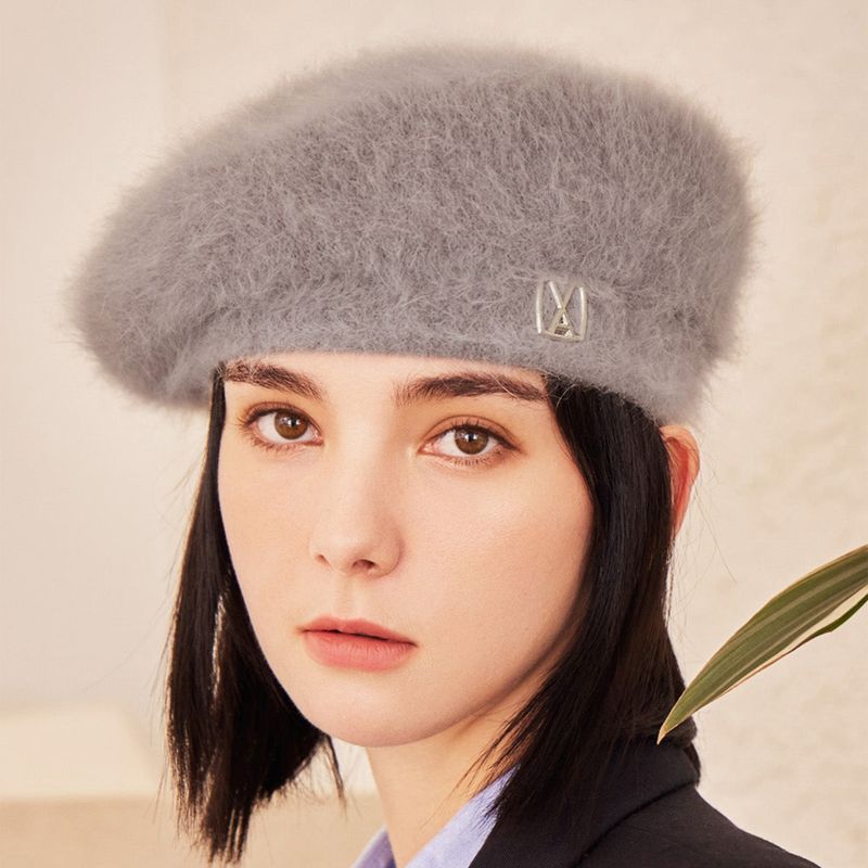 VA Square Stud Angora Beret / Mocha