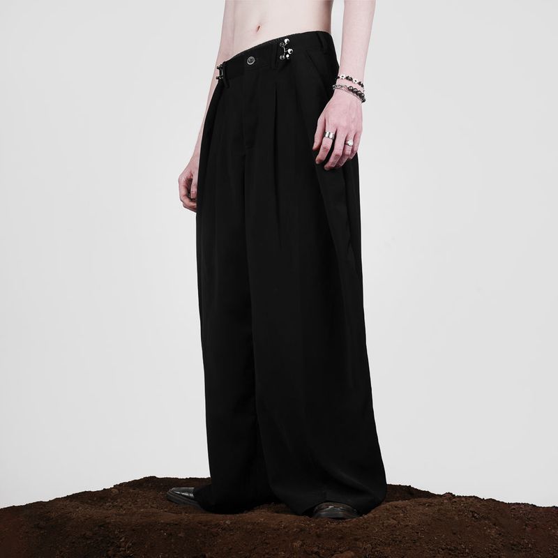 HIERARCHY STUDIOS ENE - Black Stud Baggy Trousers Pants