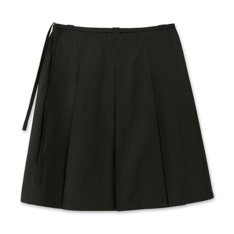 BROWN MIDI STRING BELT PLEAT SKIRT