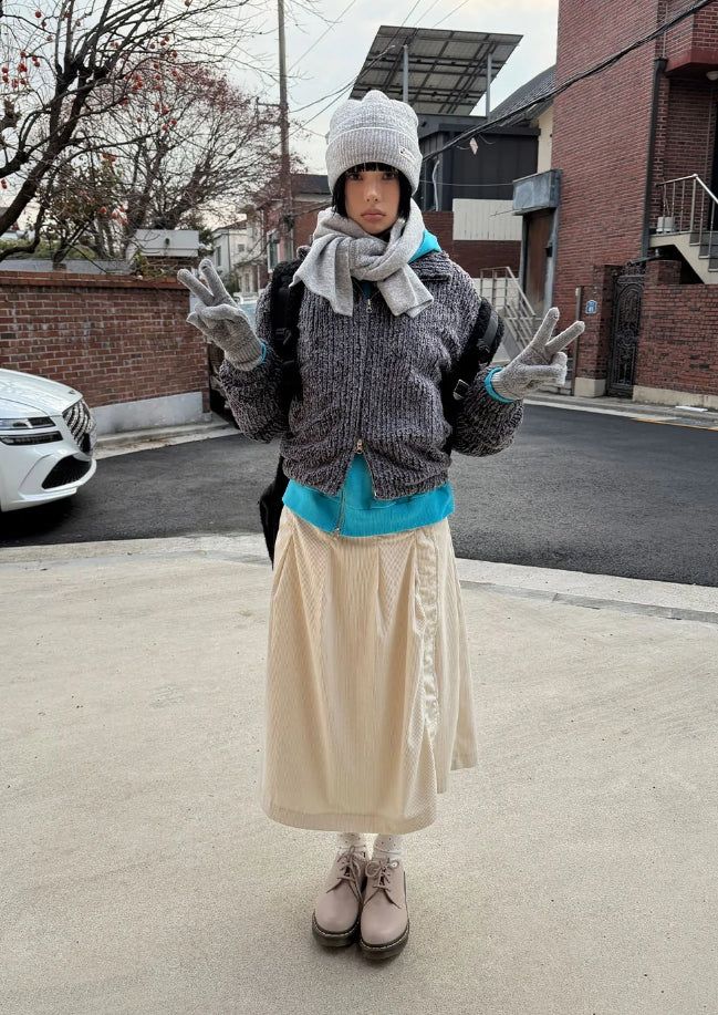 CORDUROY BUCKLE WRAP SKIRT