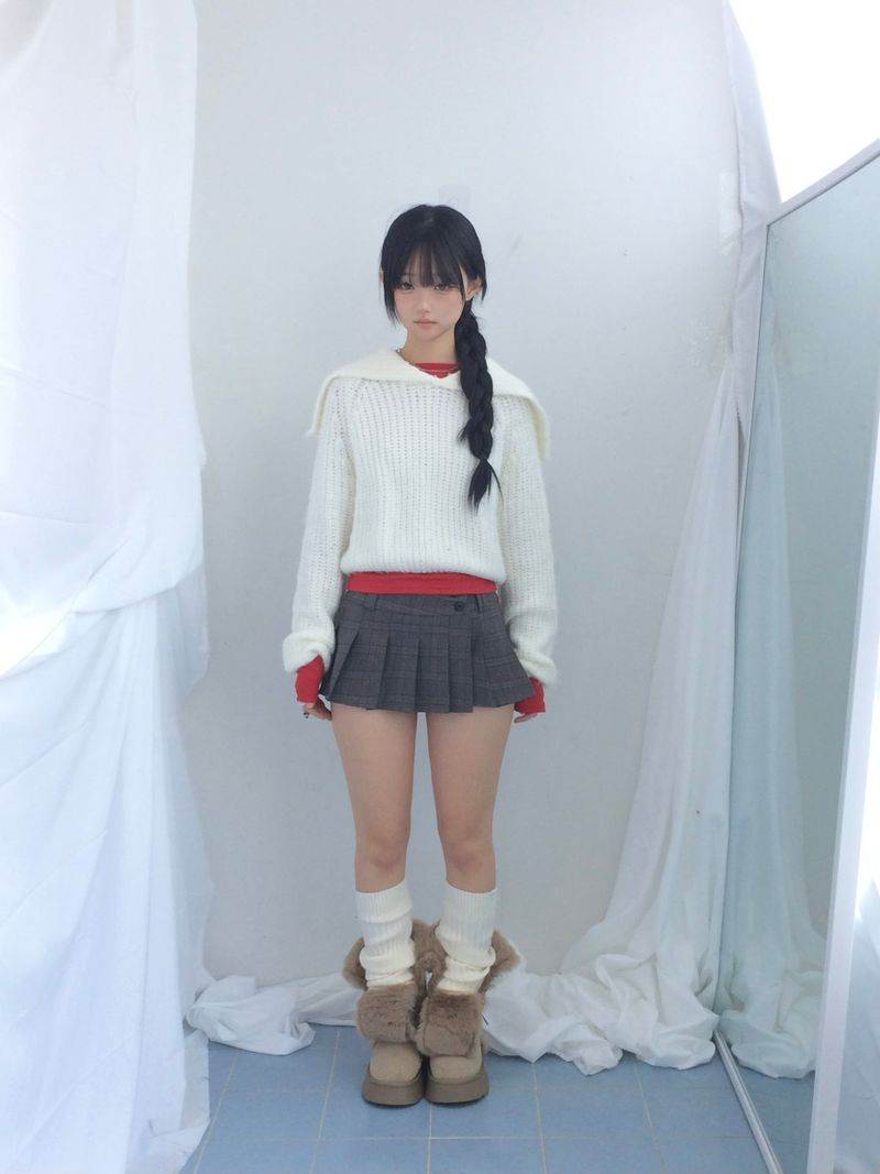 Shoulder collar loose knitwear