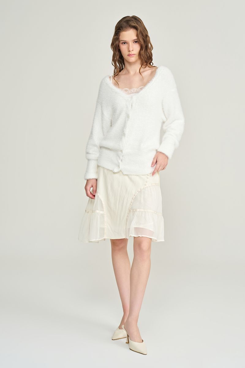 Souffle deep v-neck cardigan, Ivory