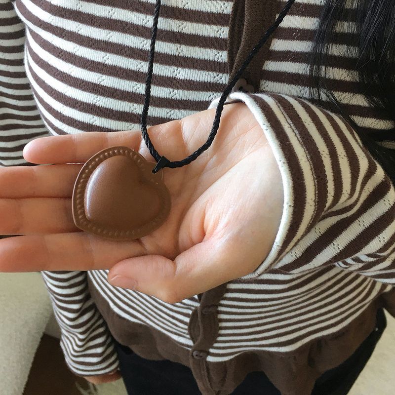 Carven Leather Heart Long Necklace