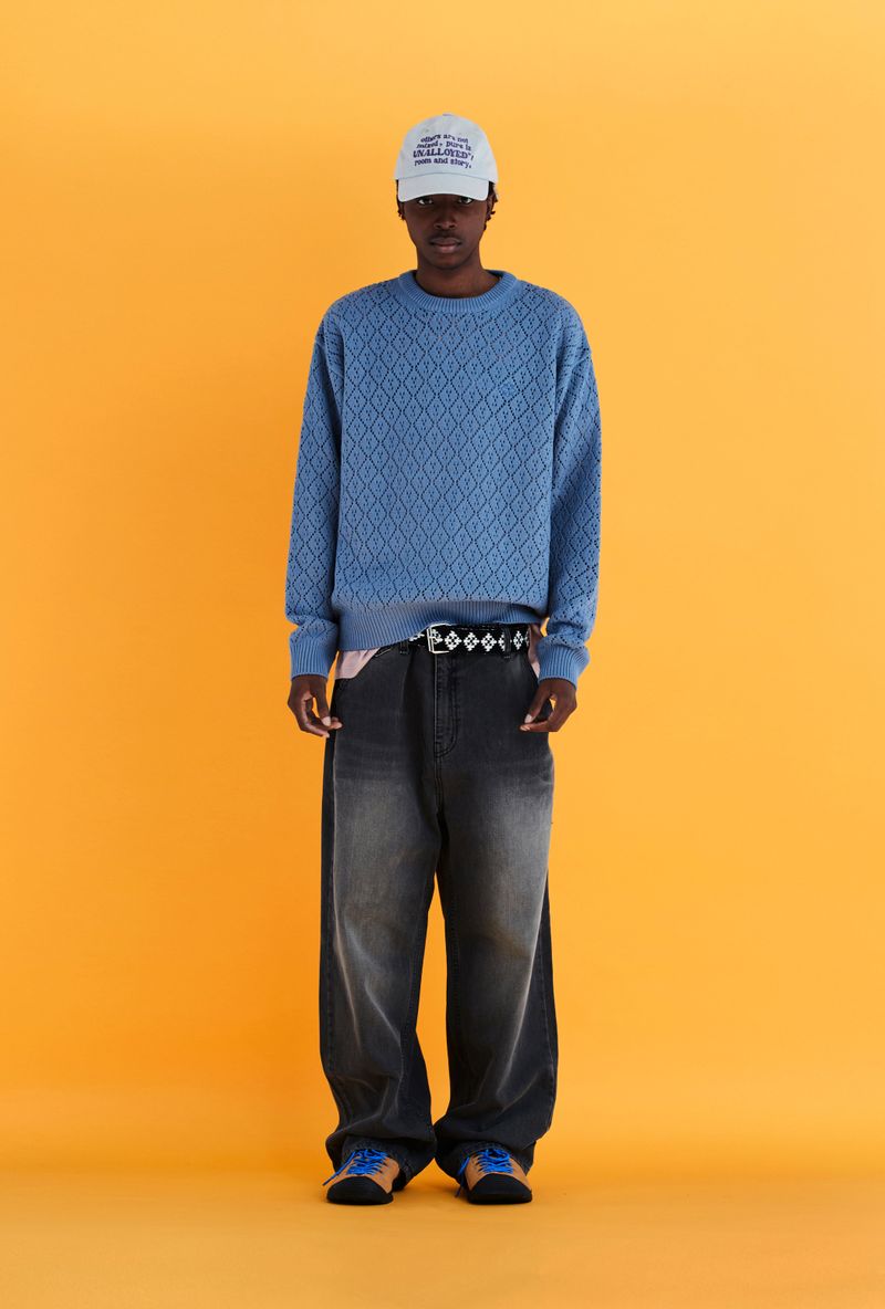 MESH ARGYLE KNIT / BLUE