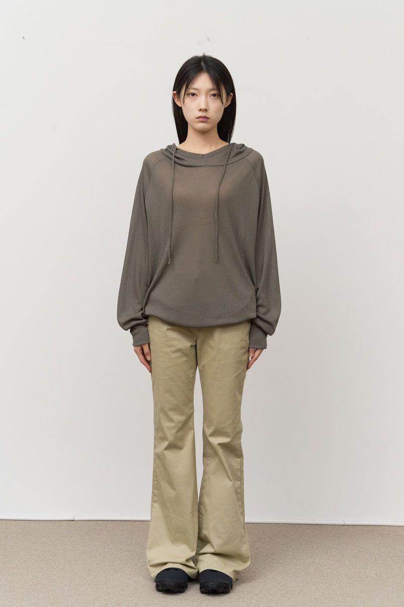 (W) Seal Sheer Hooded Top