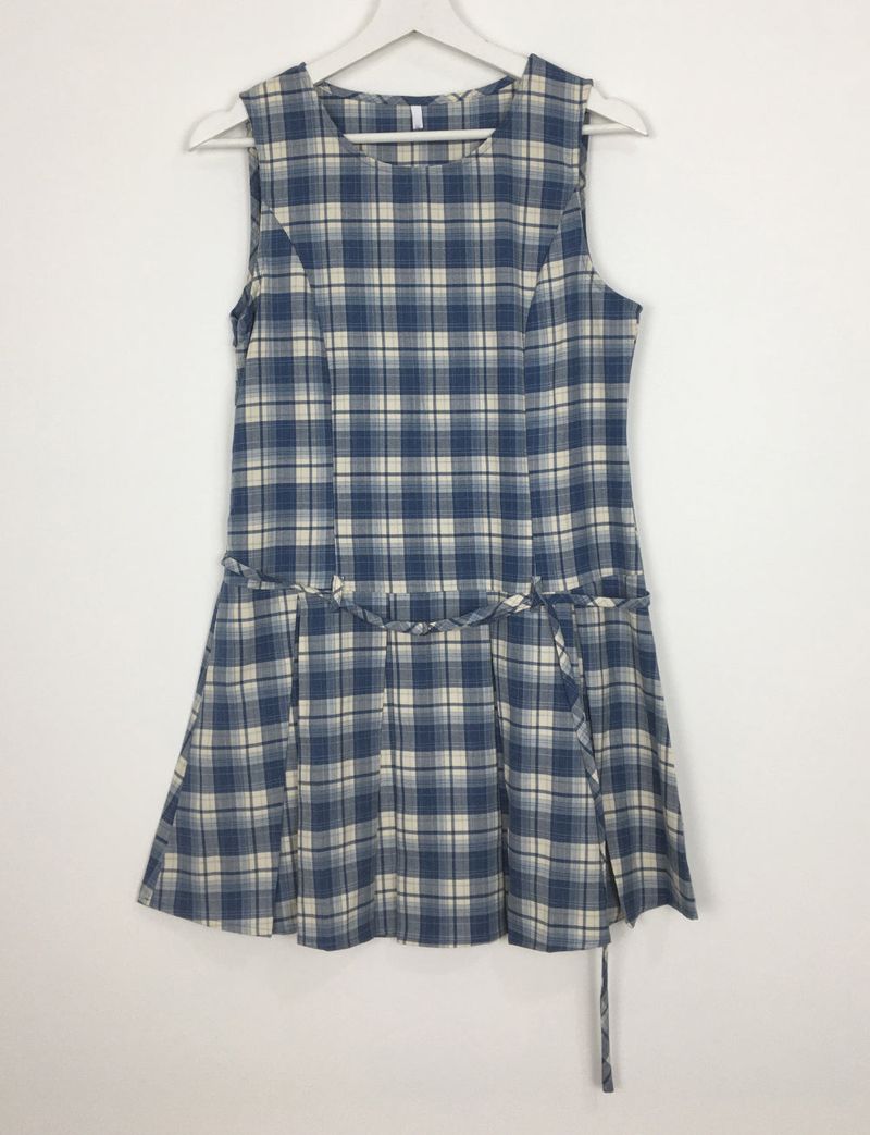 Low Check Pleated Dress (2color)