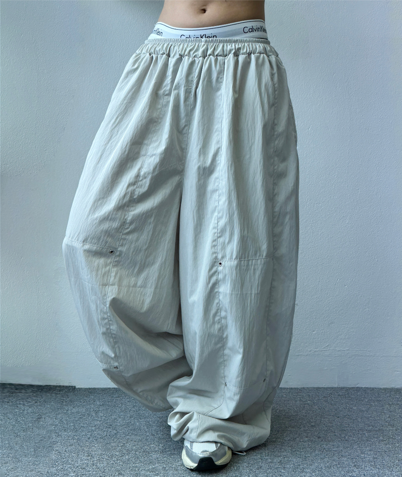 BALLOON SNAP POINT NYLON PANTS💚🩶🖤