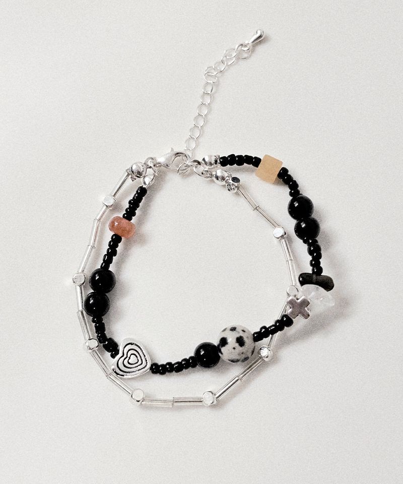 Layered Beads Cross Gemini Bracelet