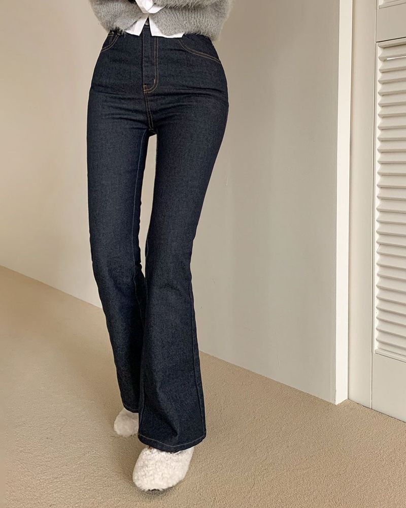 [BELLIDE MADE / 2 lengths] Color change X, non-fade boot cut denim pants
