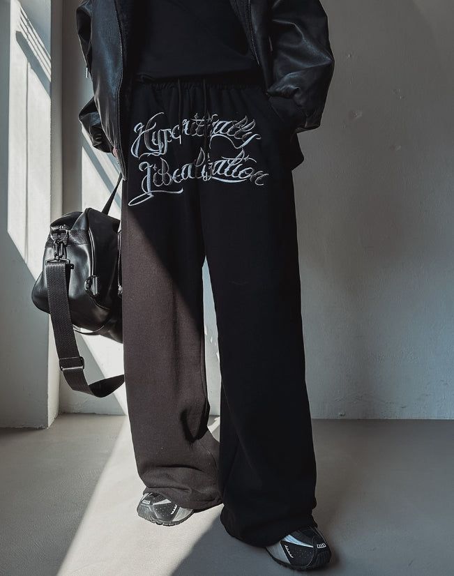 Zenith embroidered brushed wide pants