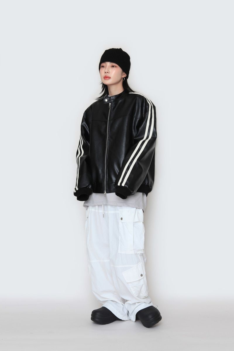 Biker Track Leather Jacket