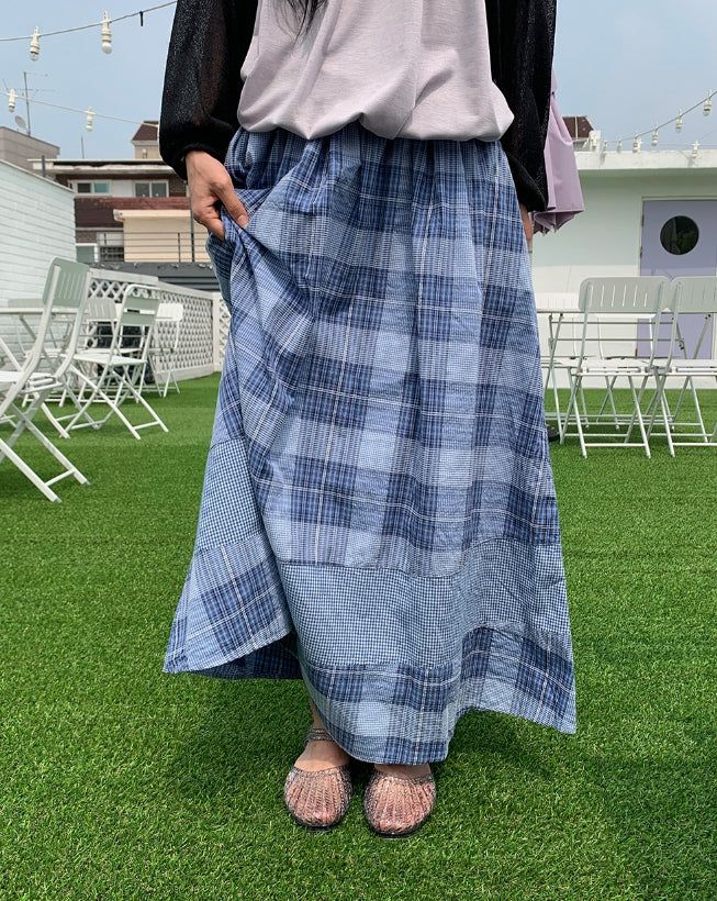BAON（バオン）の「Juel Vintage Check Banding Long Skirt（Skirts）」
