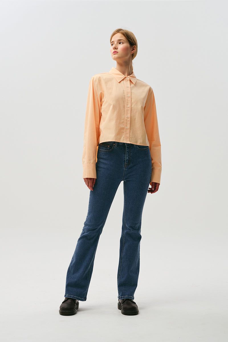 CHERRY BOOTS CUT DENIM PANTS [DARK BLUE]