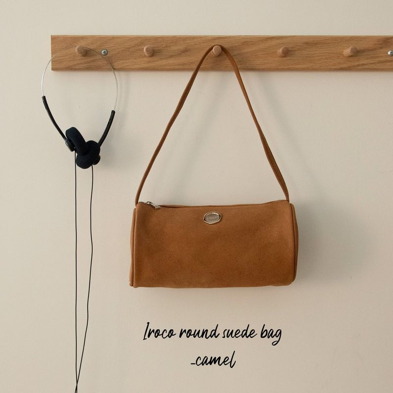 round suede mini bag_camel