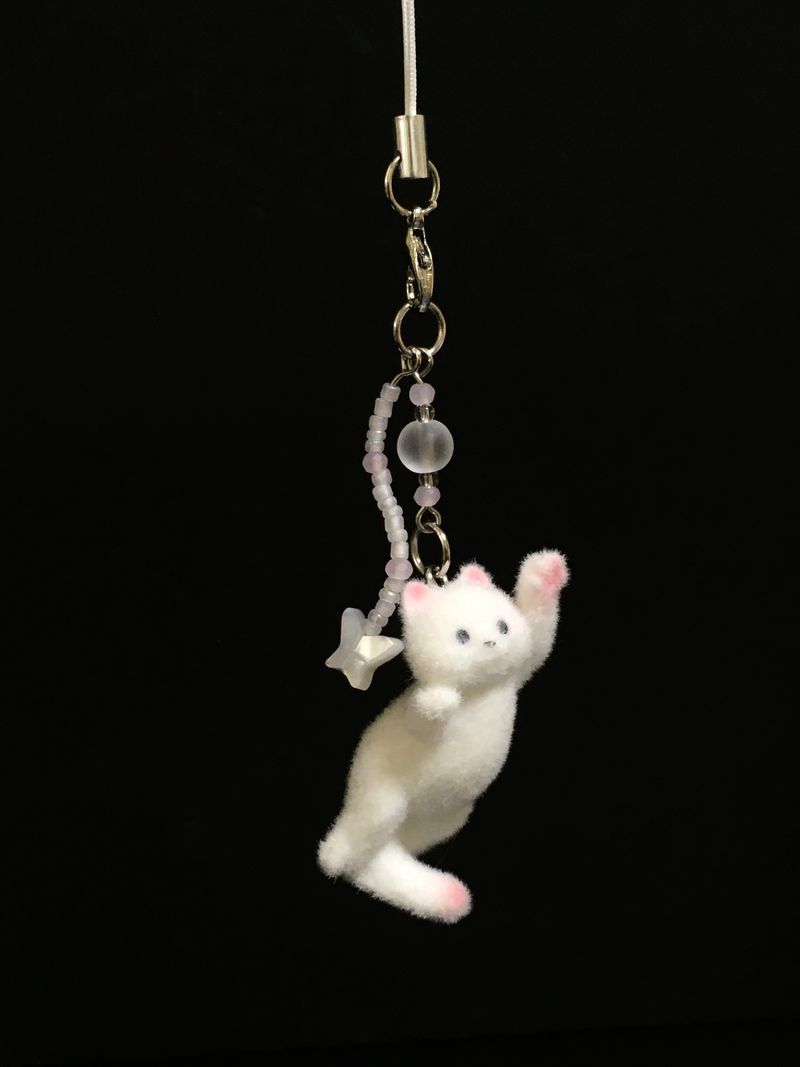 Cotton candy cat keyring