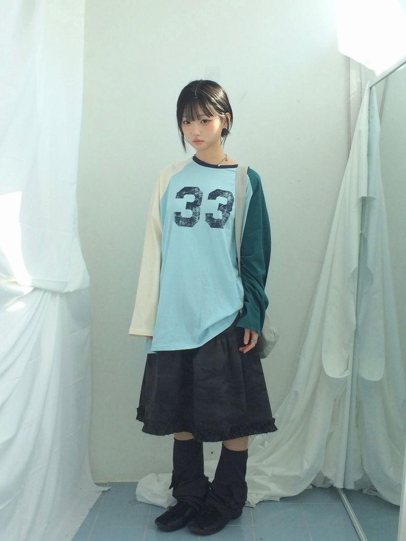 rough frill camotiered skirt