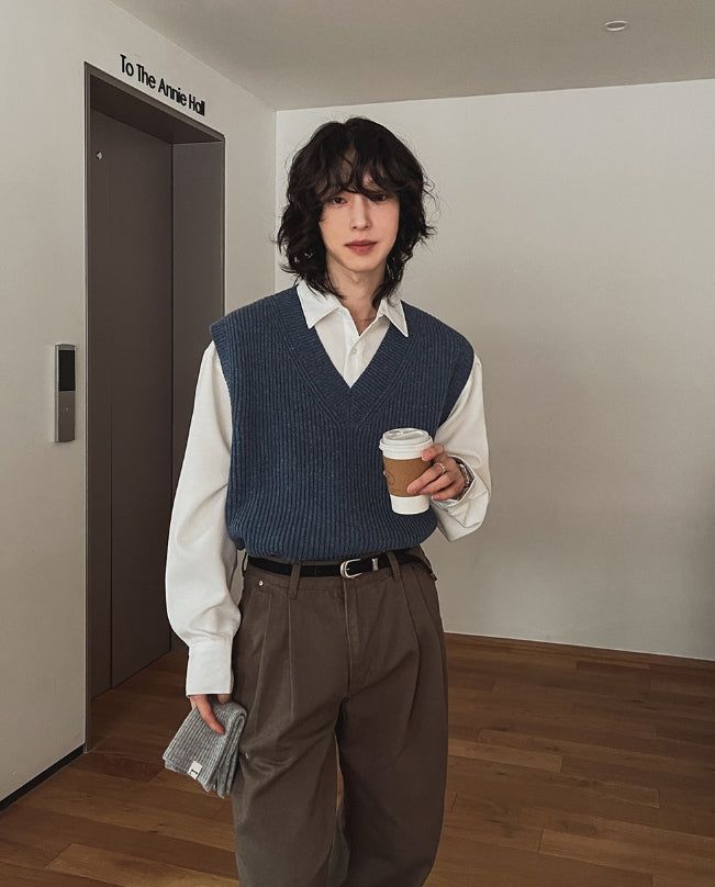 Benny wool V-neck knitwear vest