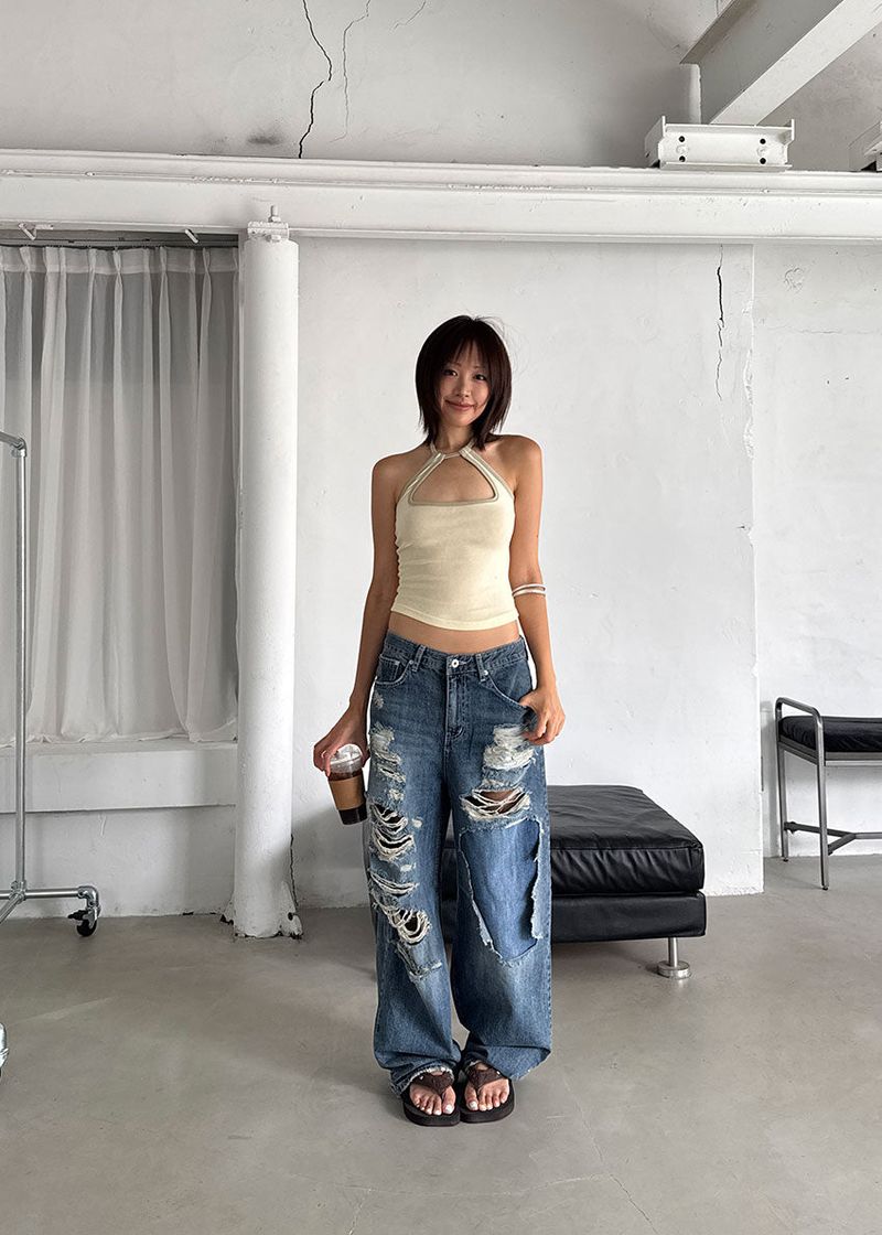 SQUARE HALTER SLEEVELESS (4color)