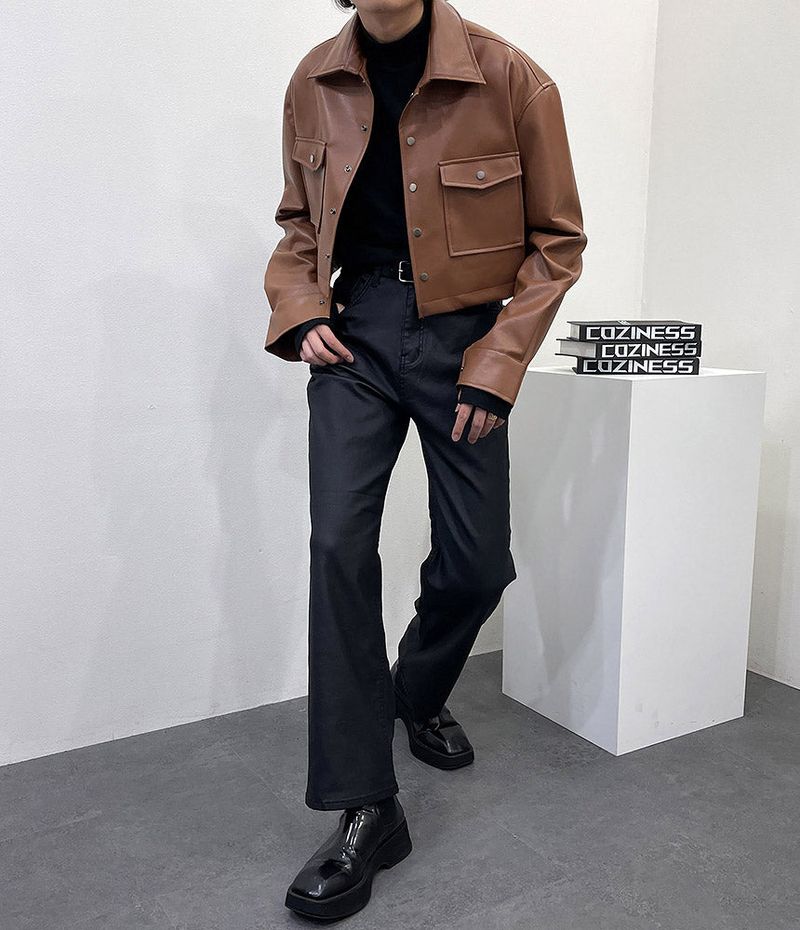 MO French Leather Cropped Jacket (2 colors)