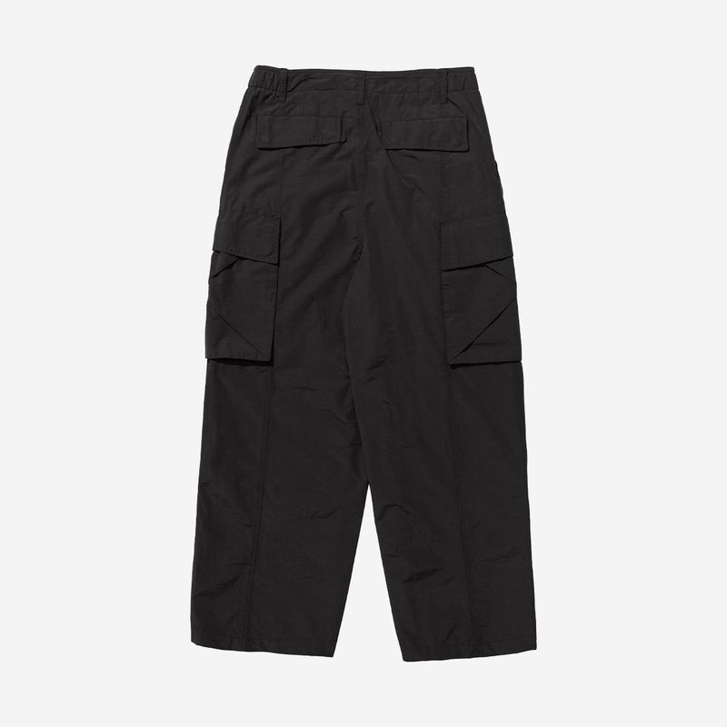 Nylon RIB Wide Pocket Pants - BLACK