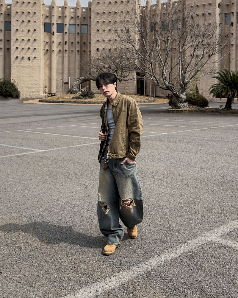 Roy Distressed Wide Denim Pants