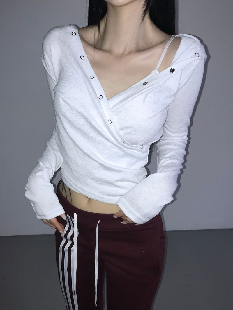 snap cross hoodie top(3 color)