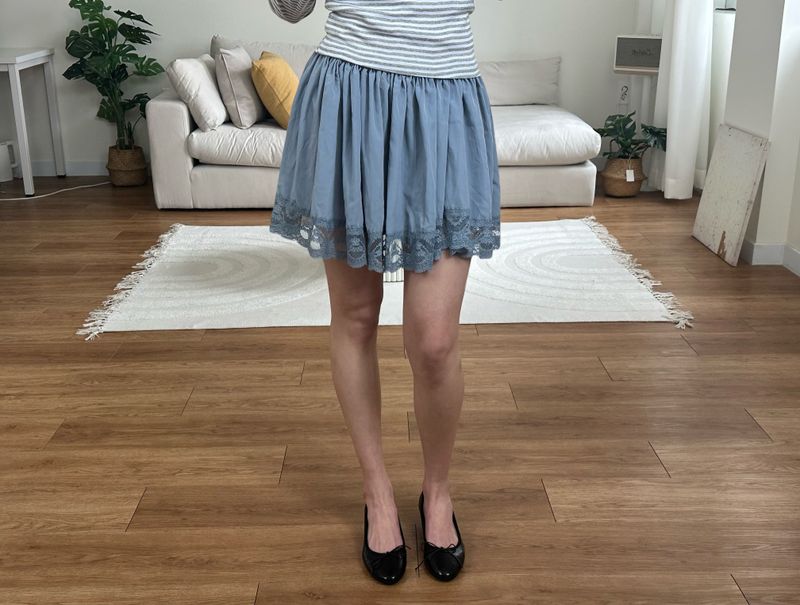 lace satin mini skirt
