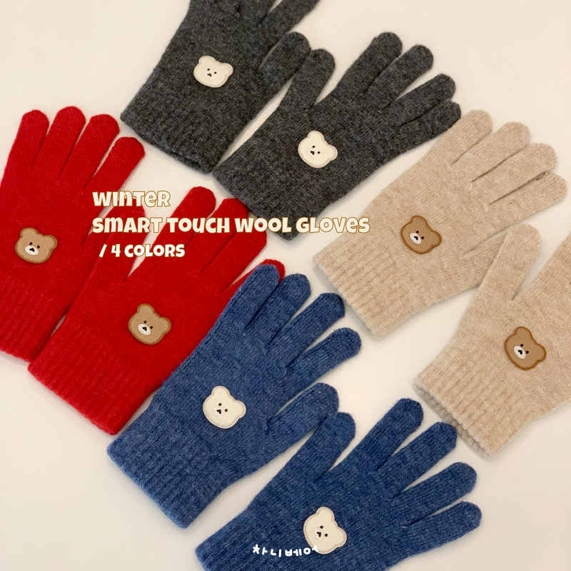 chanibear winter smart touch wool gloves (4color-blue)