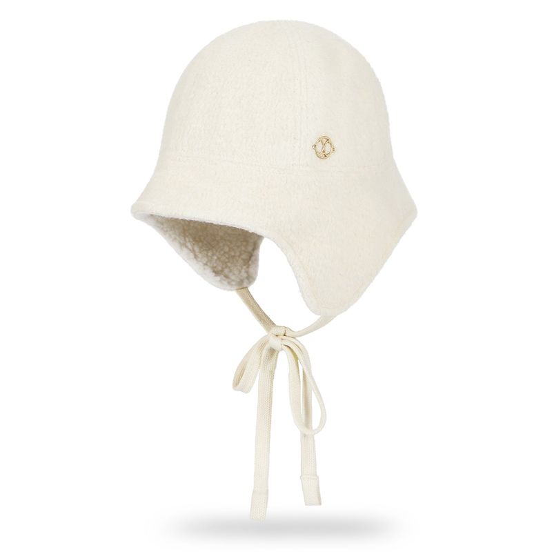 VA Curved Circle Logo Flap Bonnet Hat / Cream