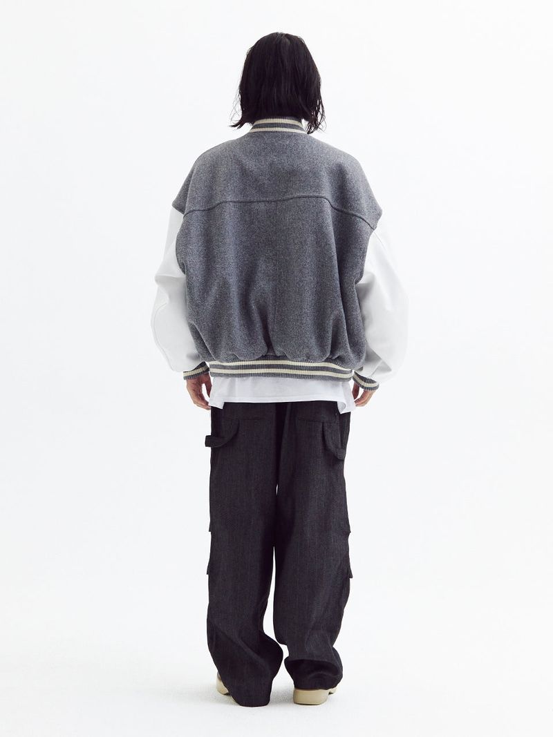 Super balloon wool varsity jacket Melange Gray