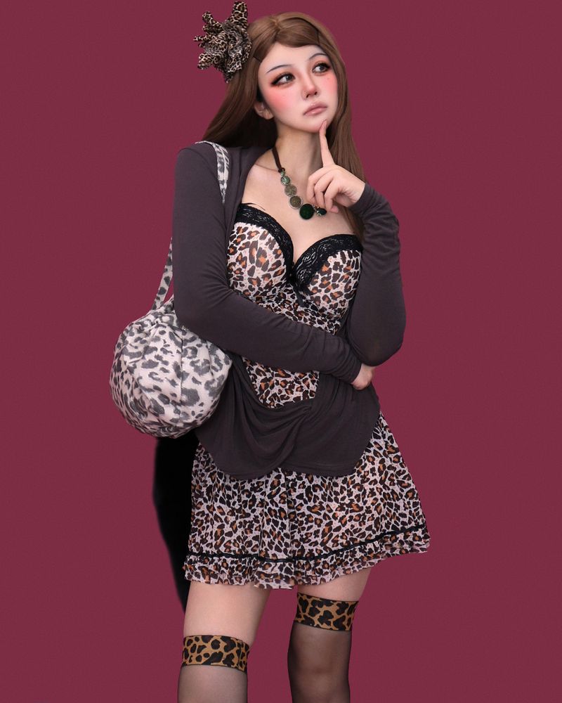 mimi leopard shoulder bag (2color)