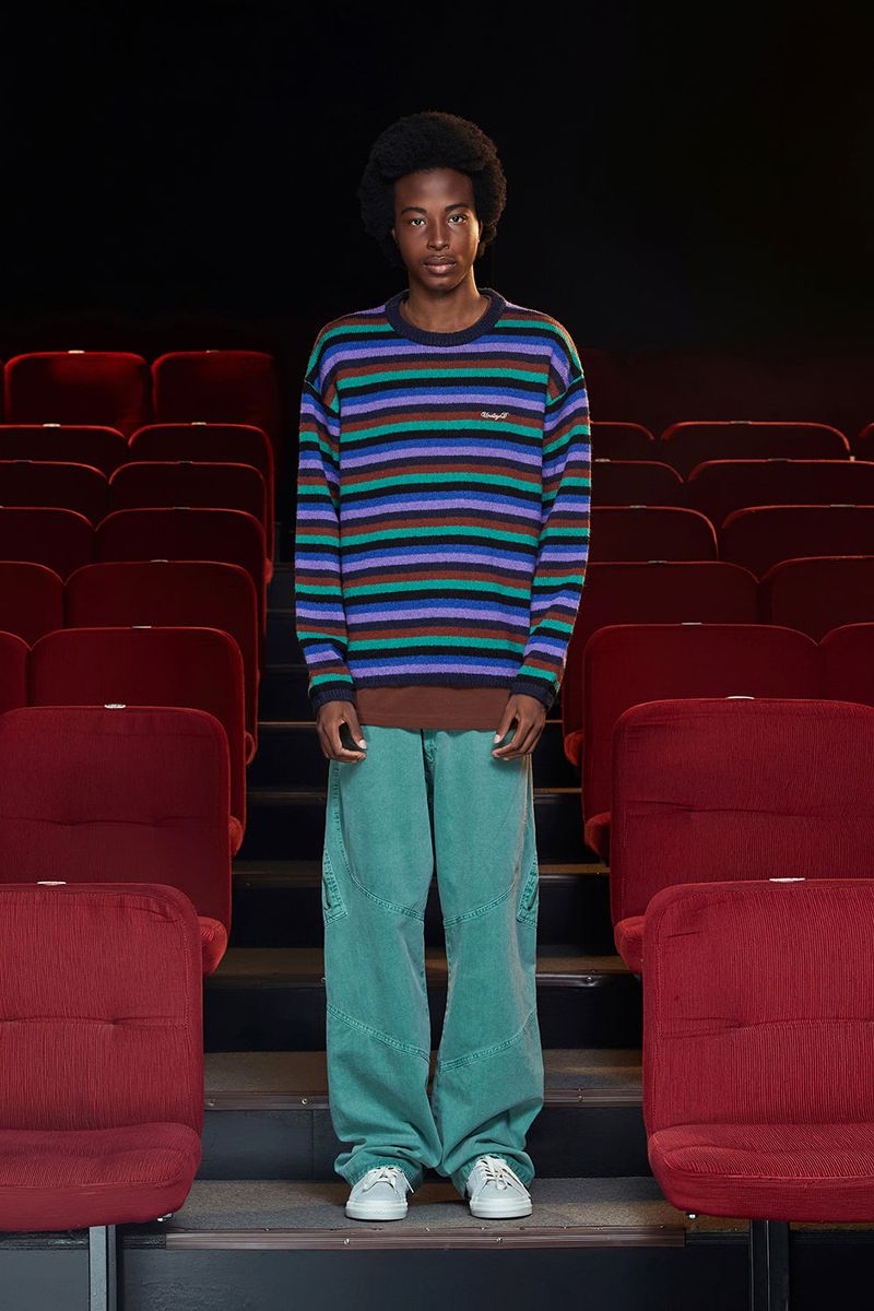 STRIPE MOHAIR KNIT / NAVY