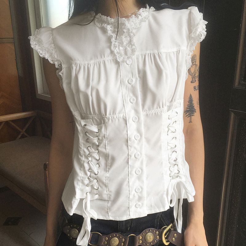 WONDER WONDER（ワンダーワンダー）の「Nont eyelet corset tank top shirt blouse（Tops）」