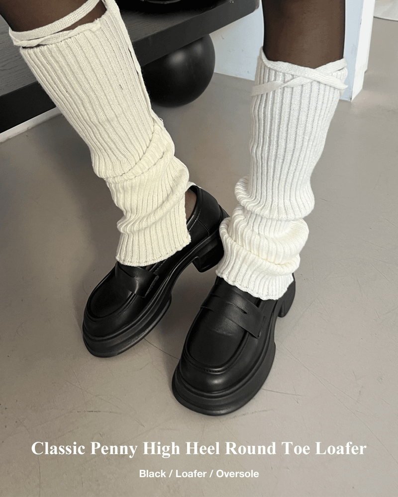 GUSTA（グスタ）の「クラシックペニーハイヒールラウンドトゥローファー (Black)（シューズ）」