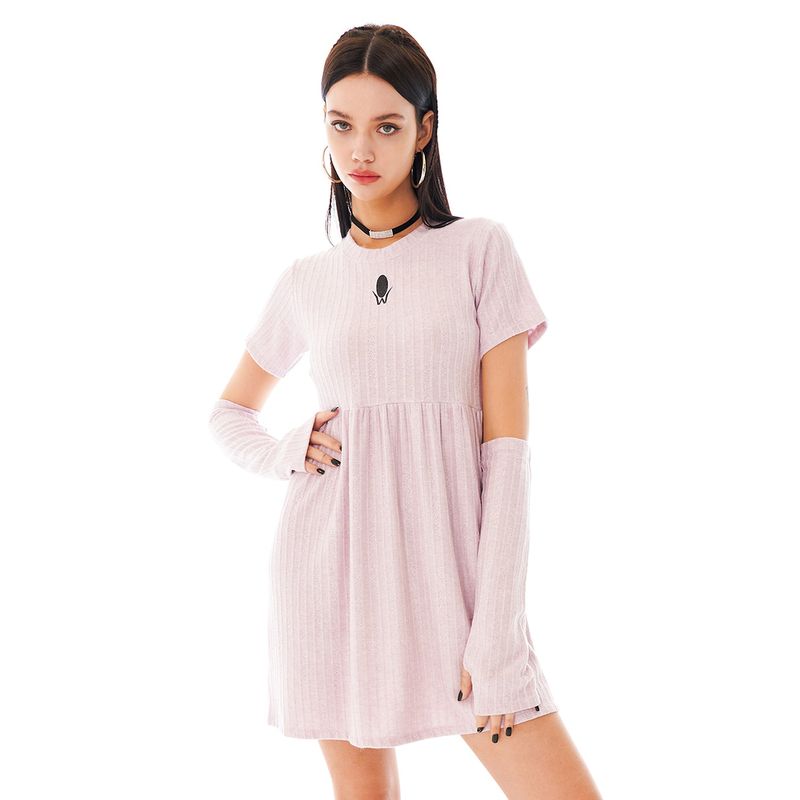 OTHER-worldly（アザーワールドリー）の「OW Warmer Sleeve One-piece [Pink Pearl Knit]（Dresses）」