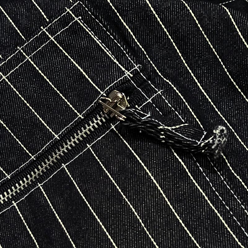 stripe denim shorts_black