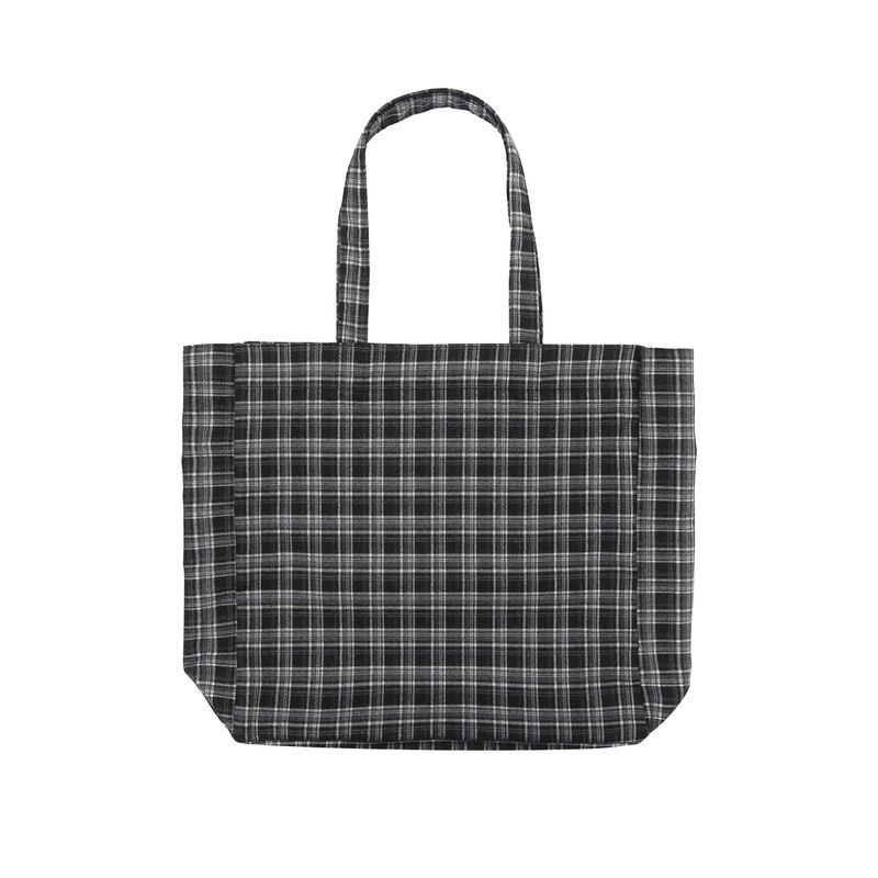 Check eyelet shopper bag 001