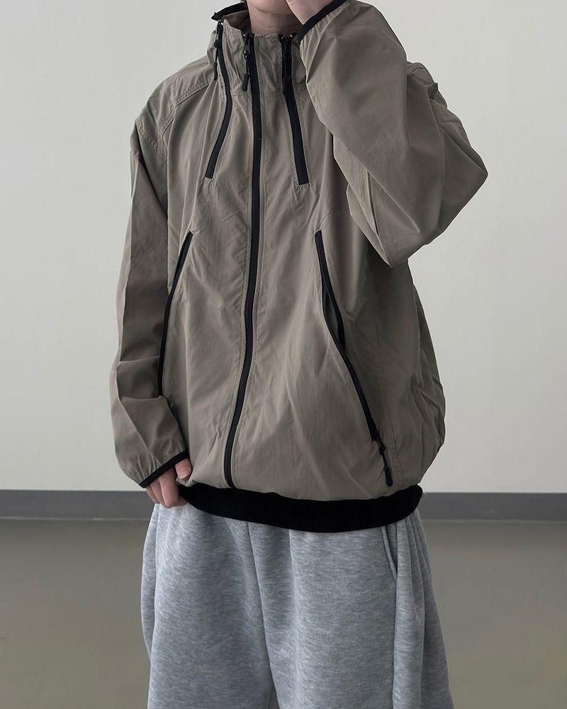 CALVET Zip-Up Hooded Windbreaker