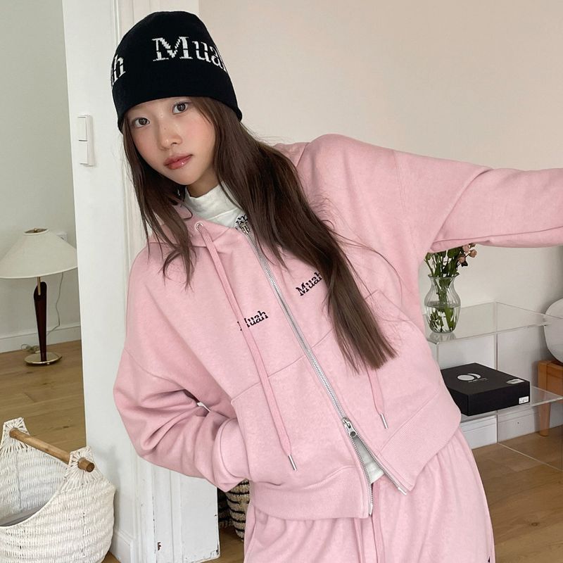 LOGO STITCH REGULAR FIT HOOD ZIPUP
