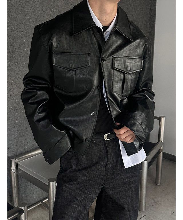 LAURANT（ロラン）の「[F/W] クロップポケットレザージャケット(2color)（ジャケット/アウター）」