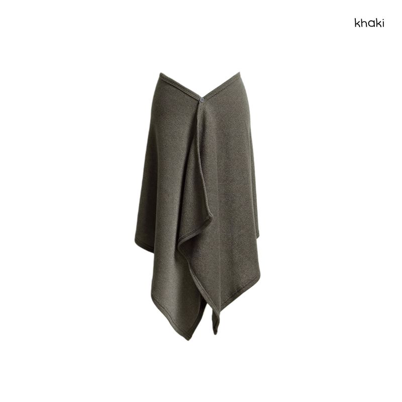 (3color) Soft Knit Layered Wrap Skirt