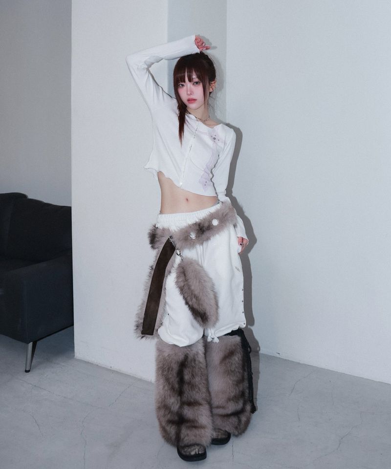 furry leg warmer - beige