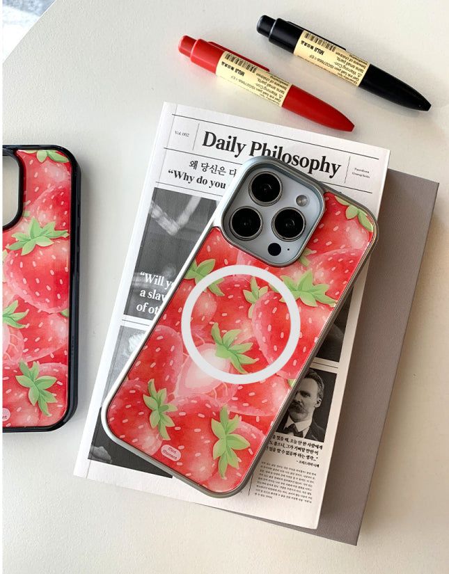 [MADE]レッドストロベリーシュガー シルバーエポキシ バンパー iPhoneケース MagSafe