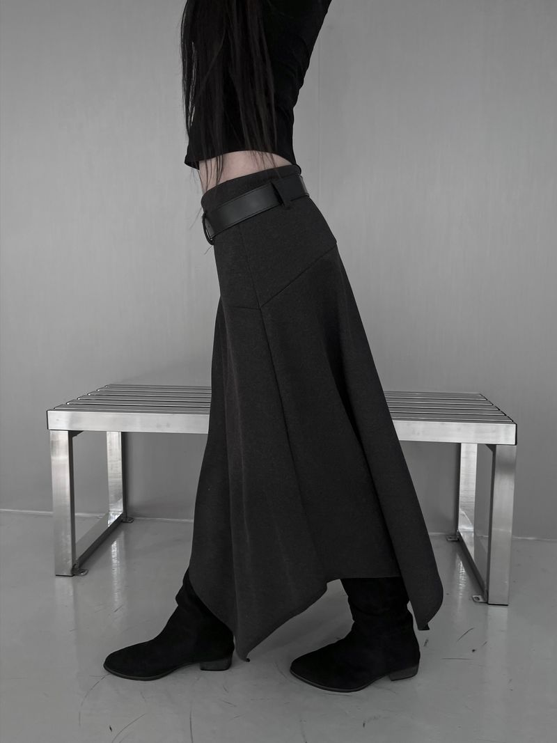 [set] belt shadow wrap skirt (2color)