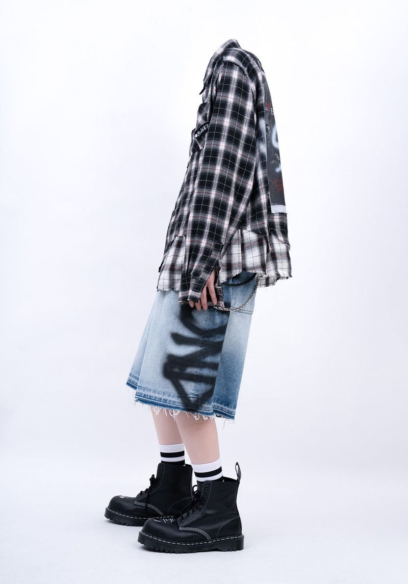 BBD Side Sprayed Custom Denim Shorts (Blue)