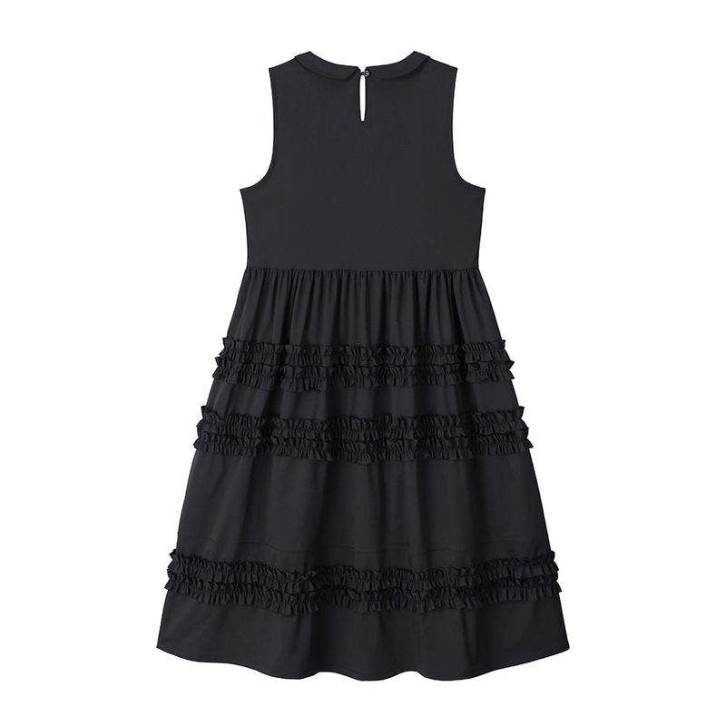 Doll Collar Frill Dress - Black
